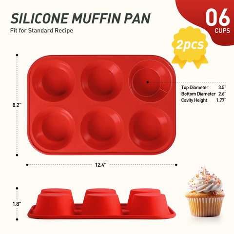 Socisen jumbo six-cup muffin pan top view showing equal cup layout