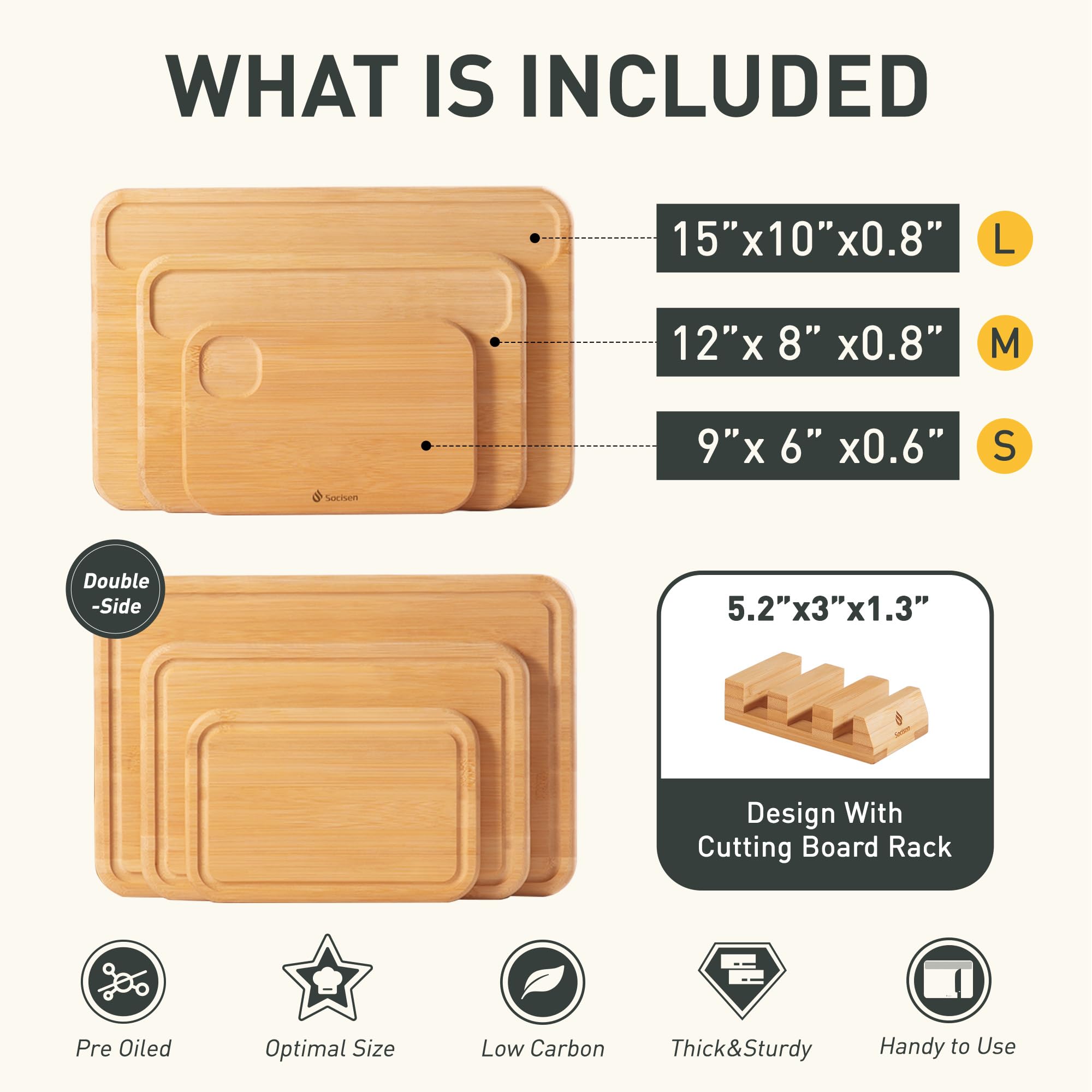 Socisen 9-by-6 inch bamboo board perfect for quick tasks.