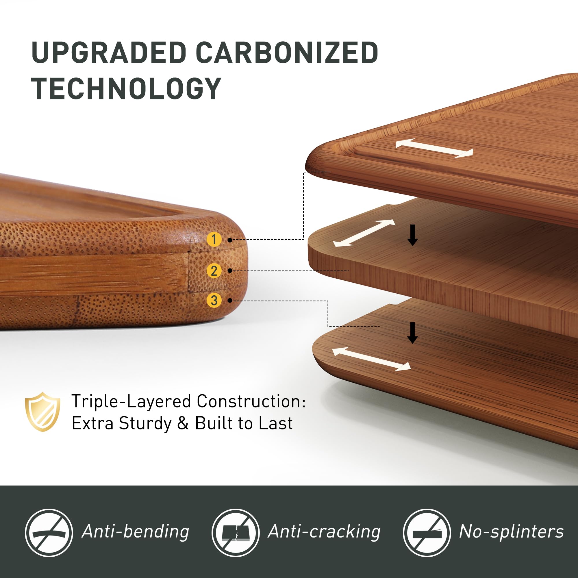 Socisen board with juice groove traps liquids, helping keep countertops clean.