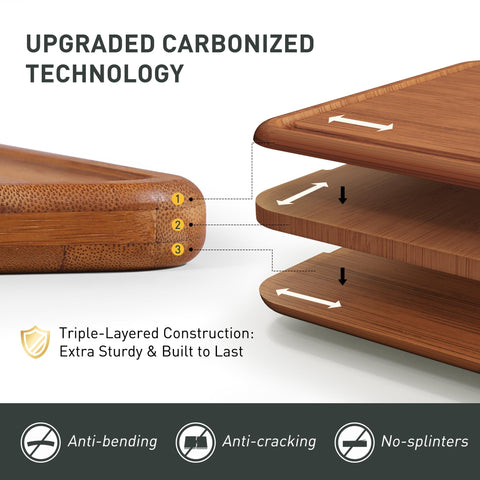 Socisen board with juice groove traps liquids, helping keep countertops clean.