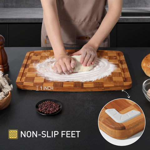 Socisen cutting board offers a knife-friendly surface that helps blades stay sharp.