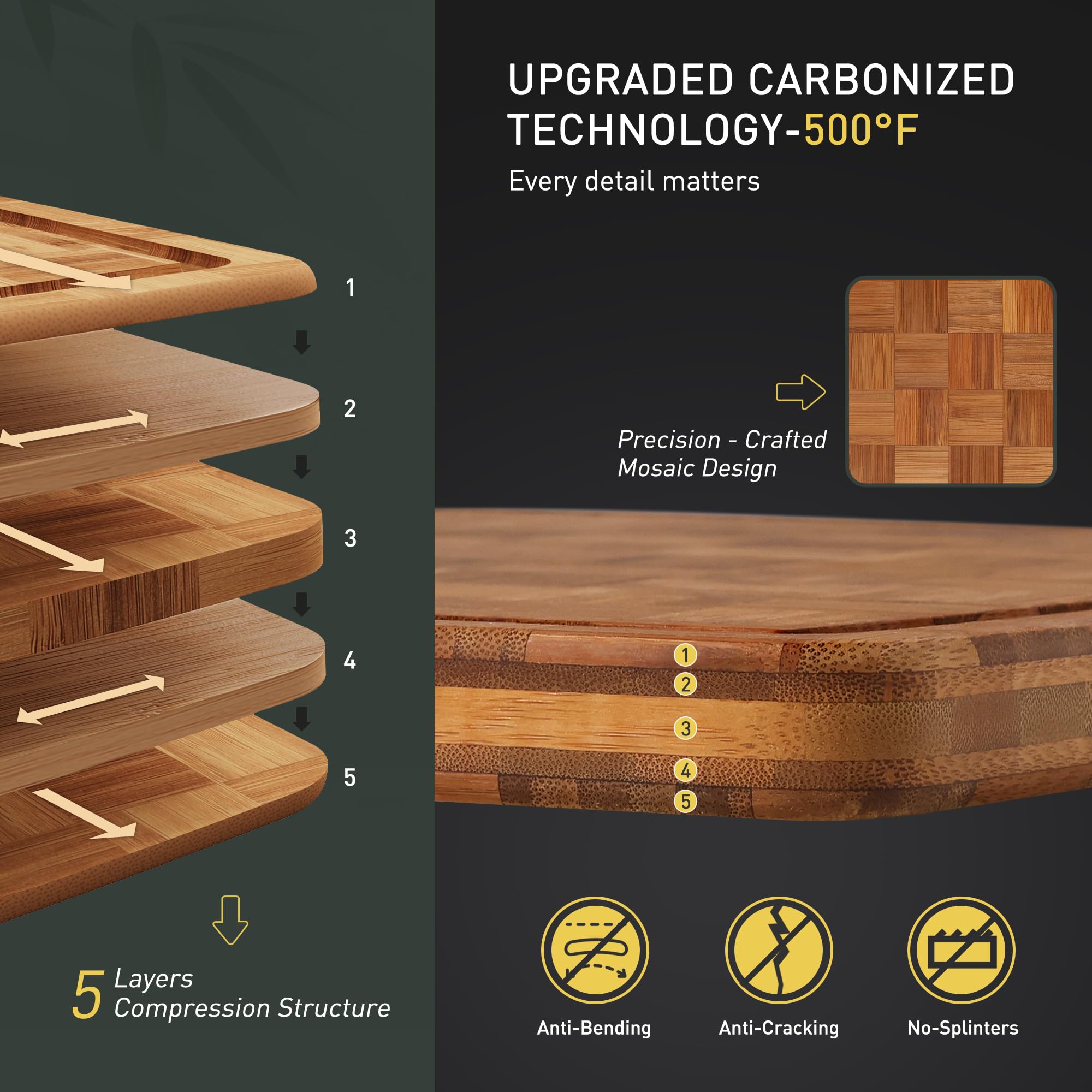 Socisen bamboo cutting board provides ample room for meats, fruits, and charcuterie alike.