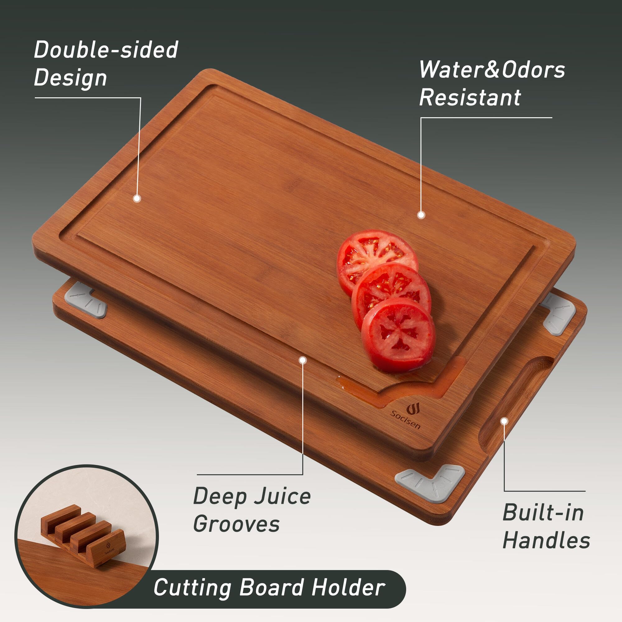 Socisen 14-5x11 board suits large slicing and serving.