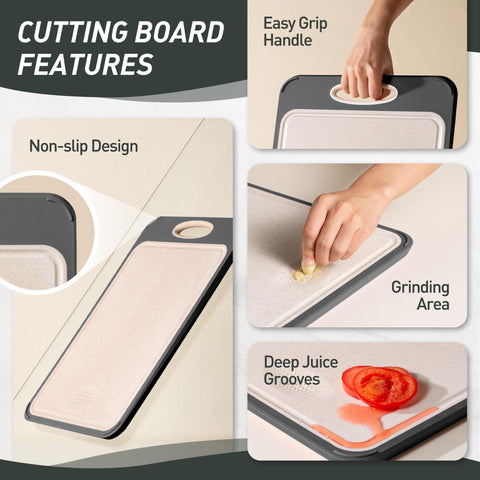 Socisen board features garlic and ginger grinder zone for quick seasoning.