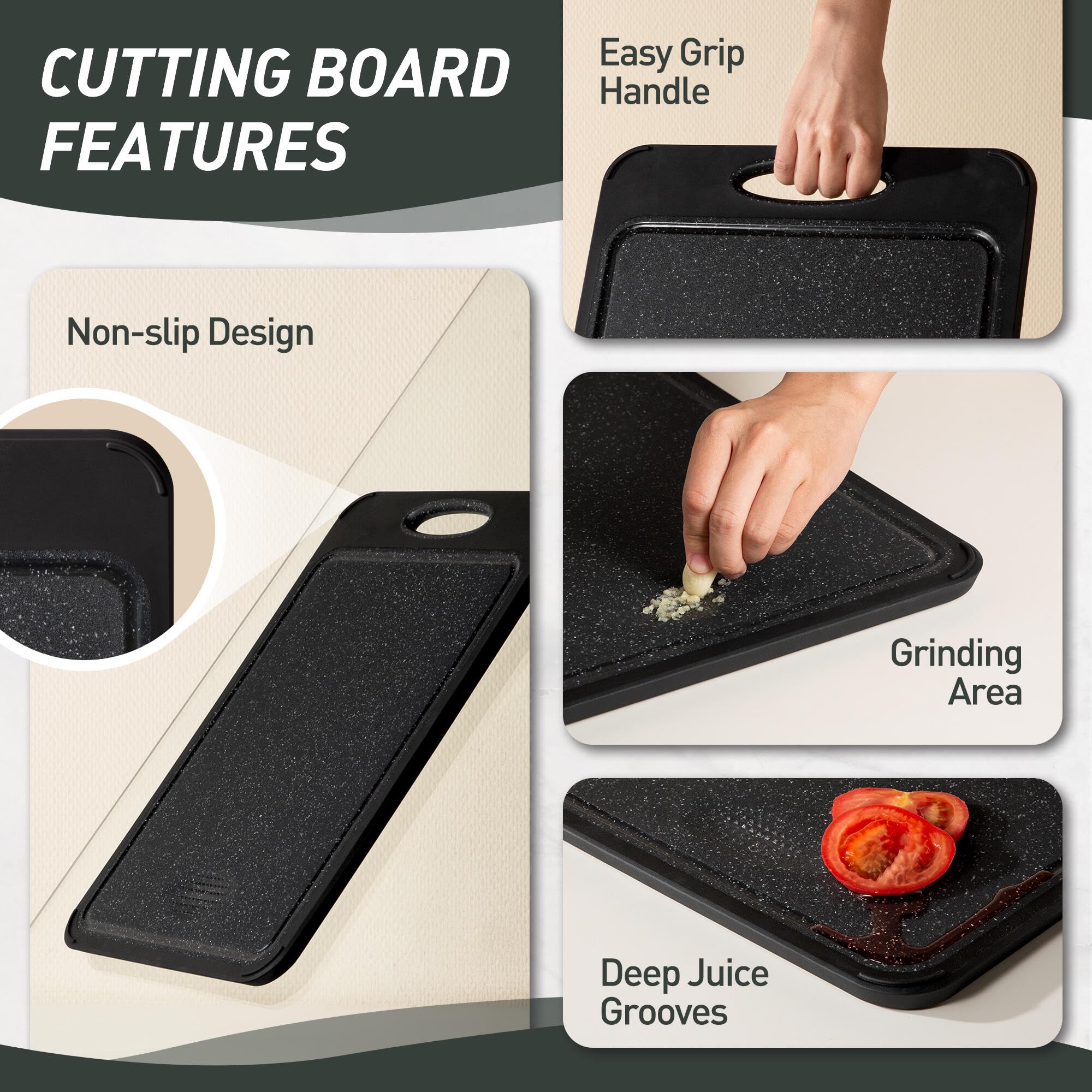 Socisen cutting board garlic grinder saves prep time.