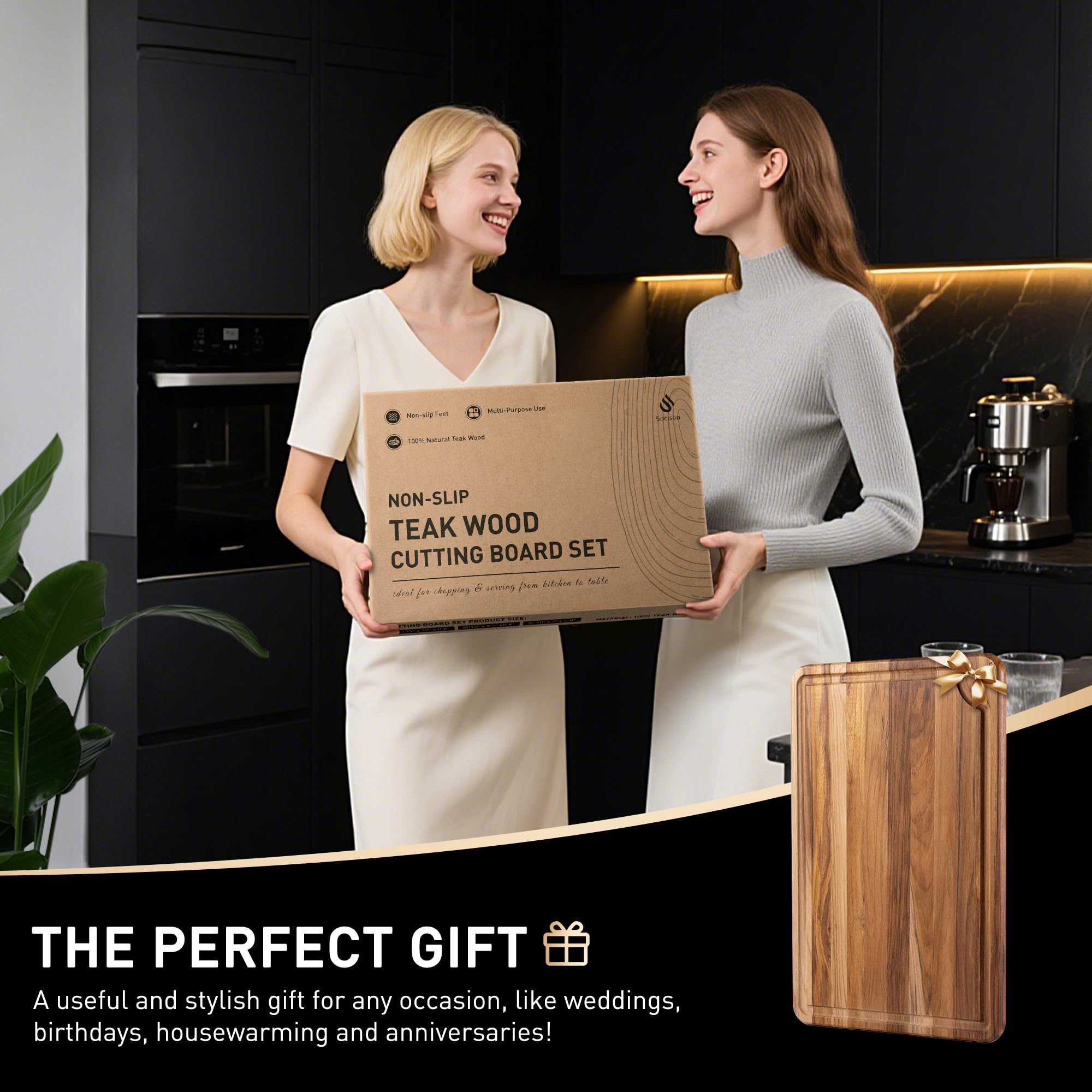 Socisen large surface ideal for roasting, chopping, and entertaining.