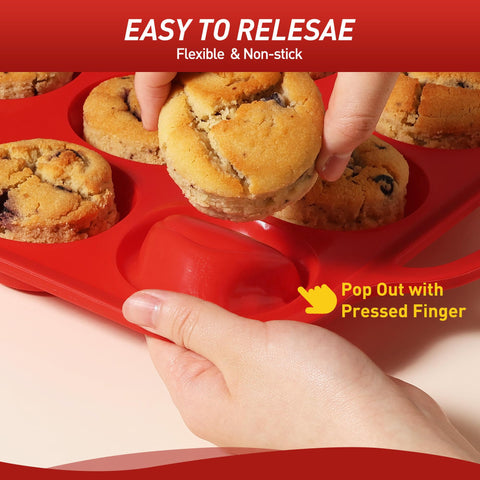 Socisen silicone muffin pan is dishwasher safe for quick cleanup.