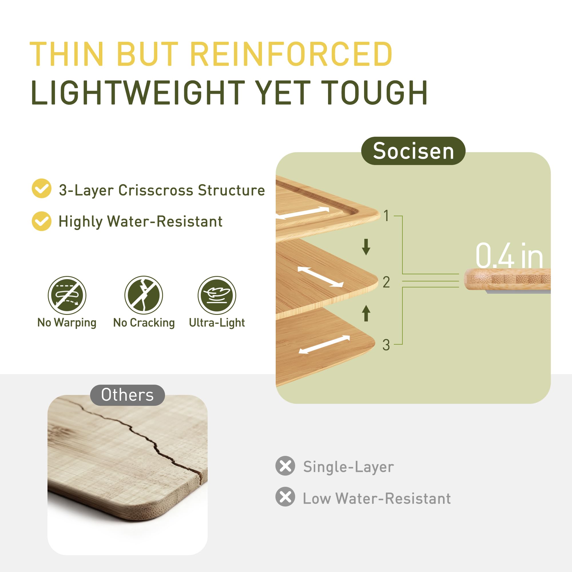 Socisen dual-function board serves prep on one side and stylish charcuterie on the other.