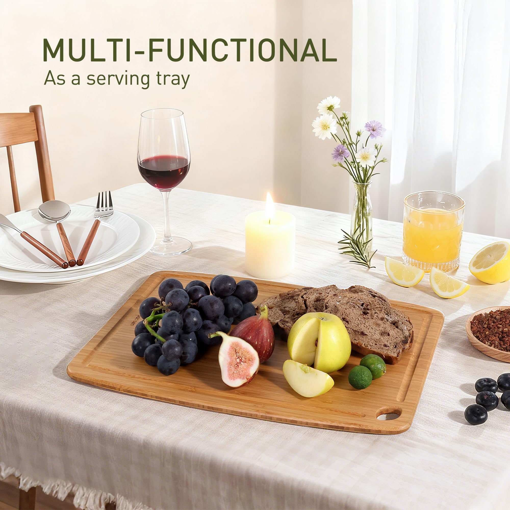 Socisen easy-clean bamboo cutting board for simple maintenance