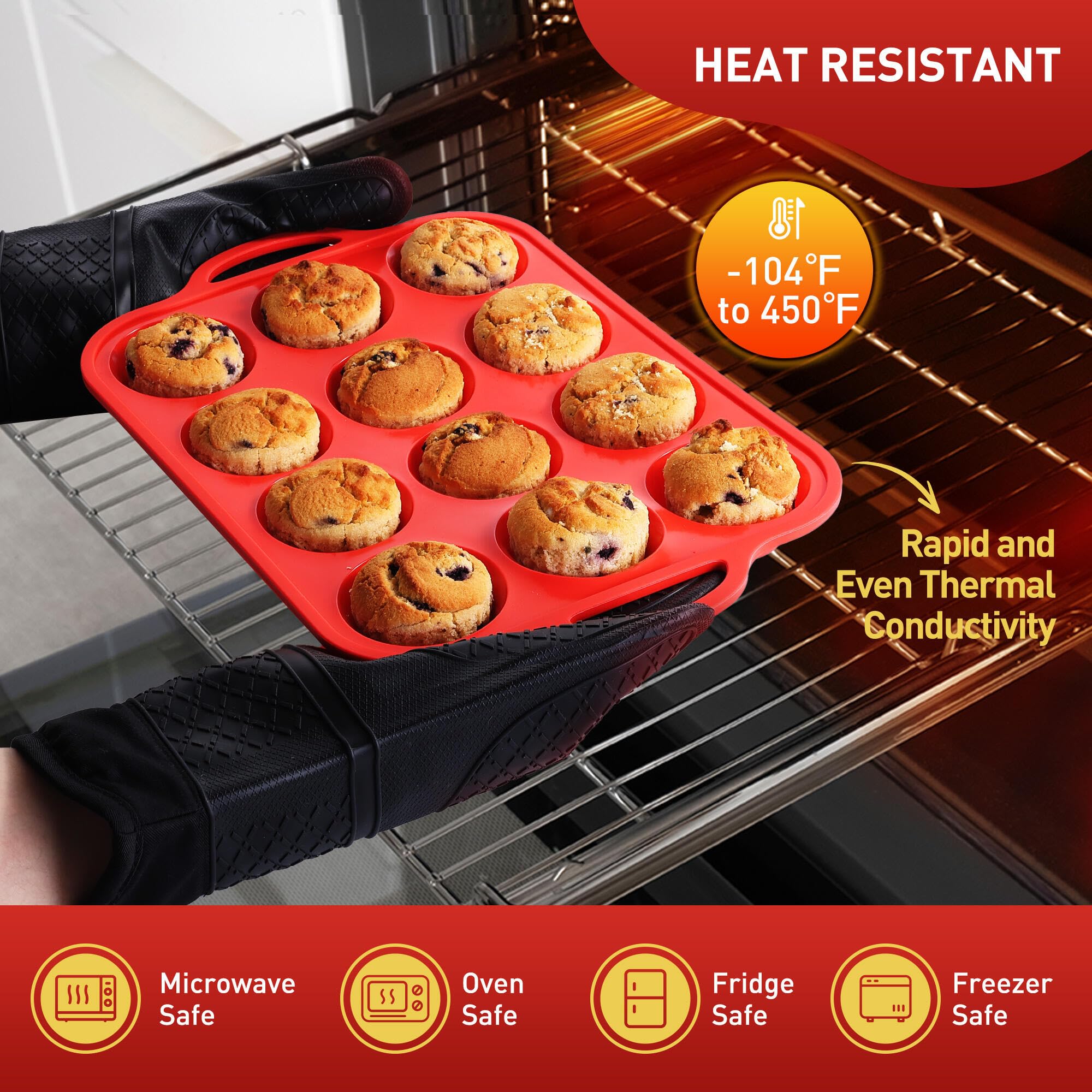 Socisen food-grade silicone is oven-to-freezer versatile with easy cleanup.