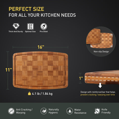 Socisen heavy-duty bamboo cutting board over sink setup for neat prep