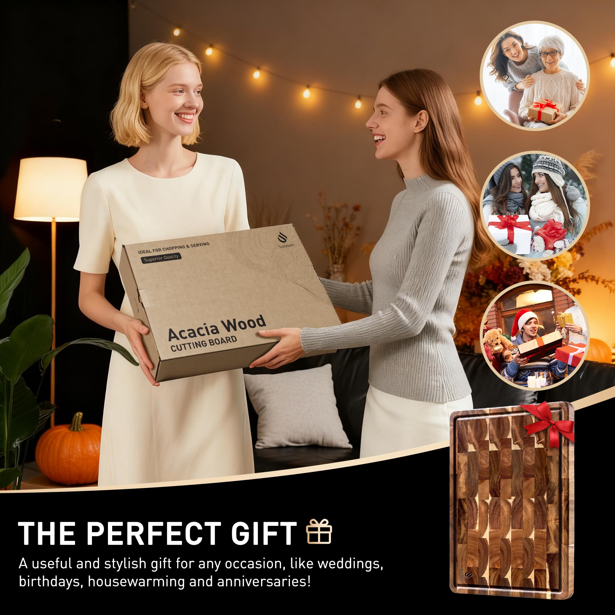 Socisen knife-friendly surface helps preserve blade sharpness.