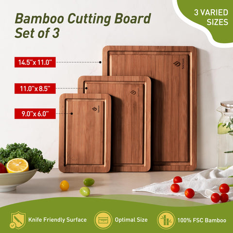 Socisen bamboo cutting board large 14-5x11 for carving or serving.