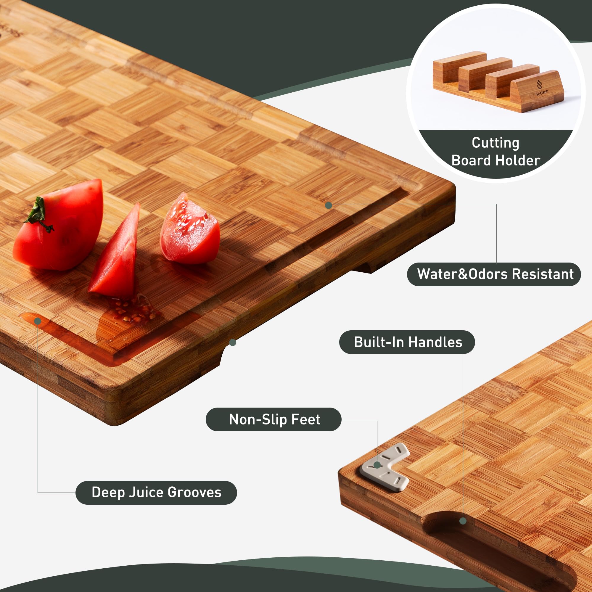 Socisen large versatile boards fit meats, veggies, and serving needs.