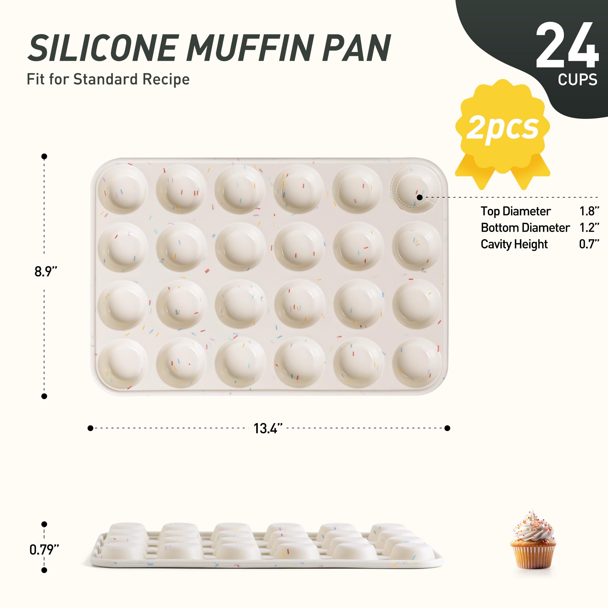 Socisen 24-cup mini muffin pan on kitchen counter showing 4x6 layout for batch baking