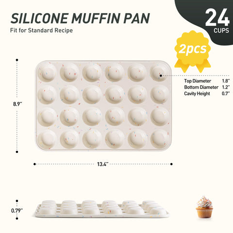 Socisen 24-cup mini muffin pan on kitchen counter showing 4x6 layout for batch baking