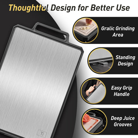 Socisen cutting board features four non-slip mats for stable use.