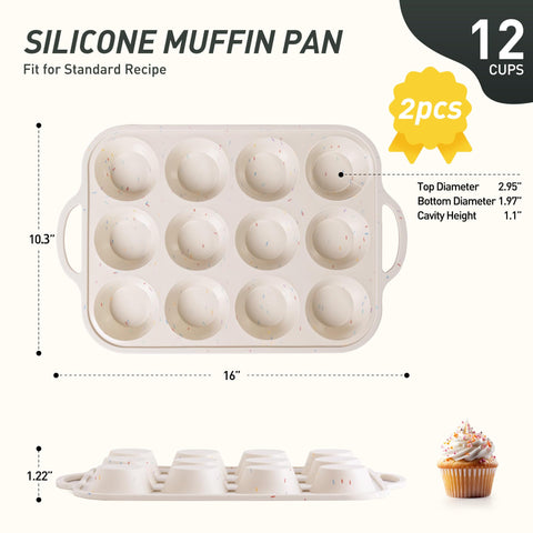Socisen regular 12-cup cupcake pan ensures even baking across all cups.