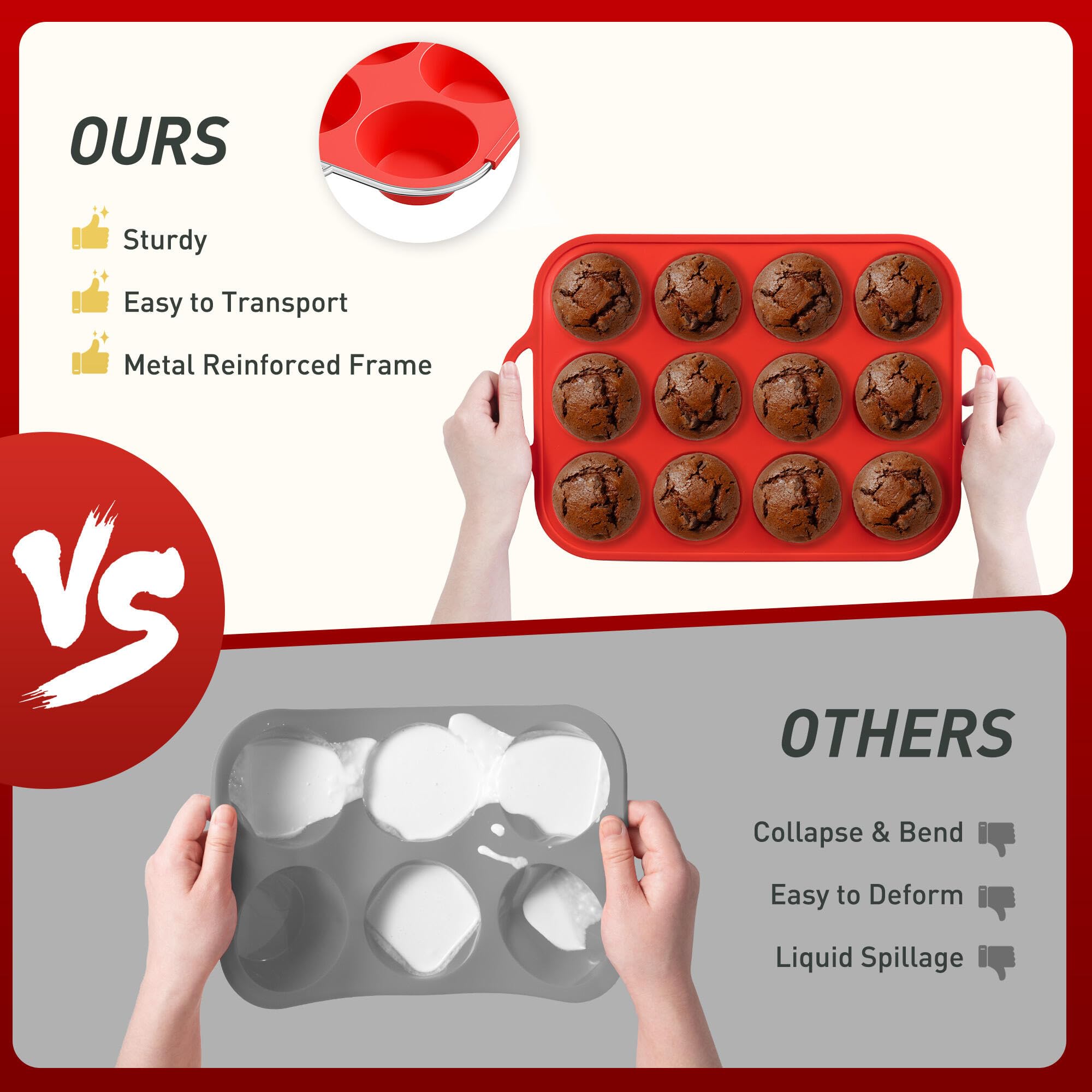 Socisen 12-cup regular-size pan for even baking of cupcakes, muffins, or mini treats.