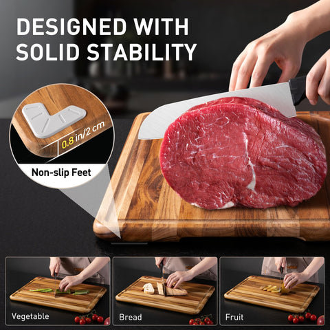 Socisen 17-inch teak board styled as charcuterie display