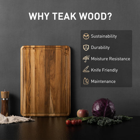 Socisen 17-inch teak board side view showing rounded edges