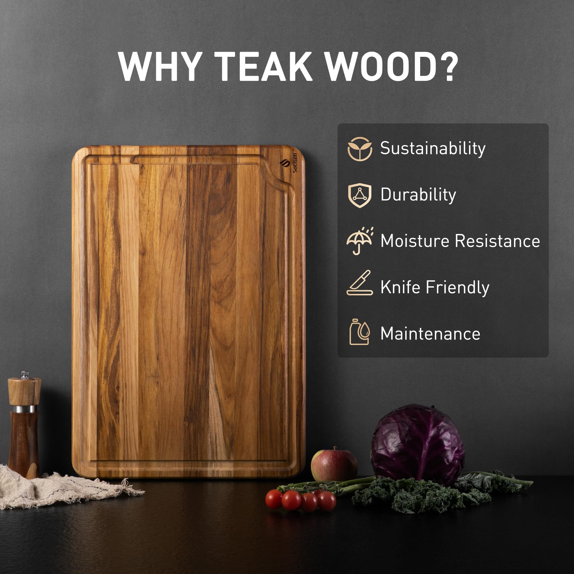 Socisen board features rounded edges for comfortable grip.