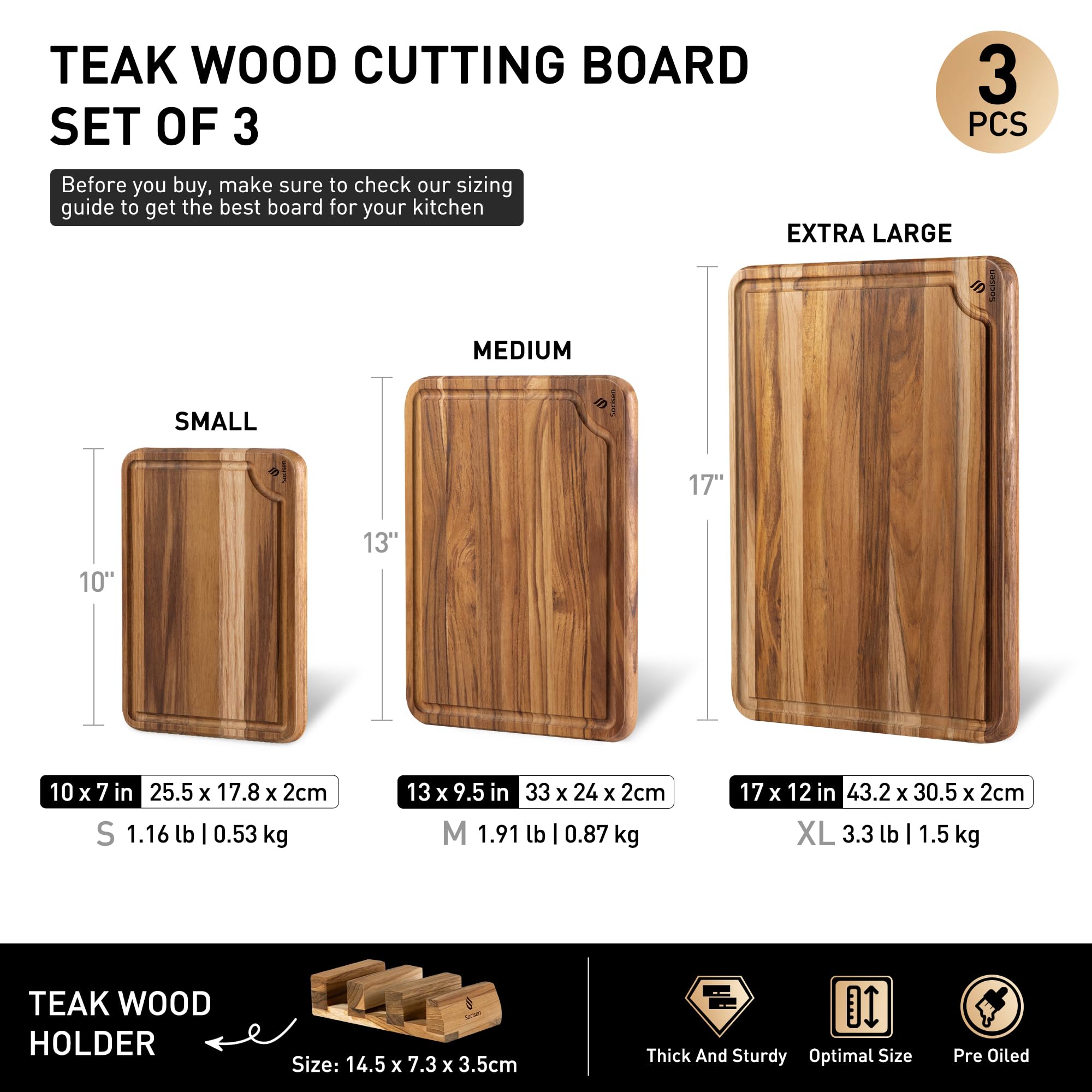 Socisen teak cutting boards 17-inch serving setup for charcuterie and gatherings.