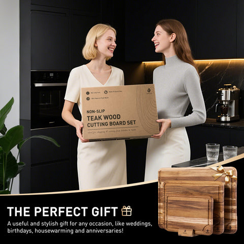 Socisen teak cutting boards easy care guidance for hand wash maintenance.