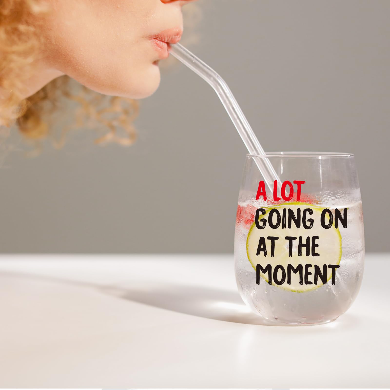 Swifti wine glass shows clear decals resistant to fading during celebrations.