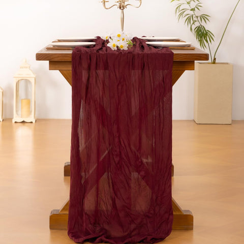 Socomi burgundy red cheesecloth runner close-up dye showing natural depth