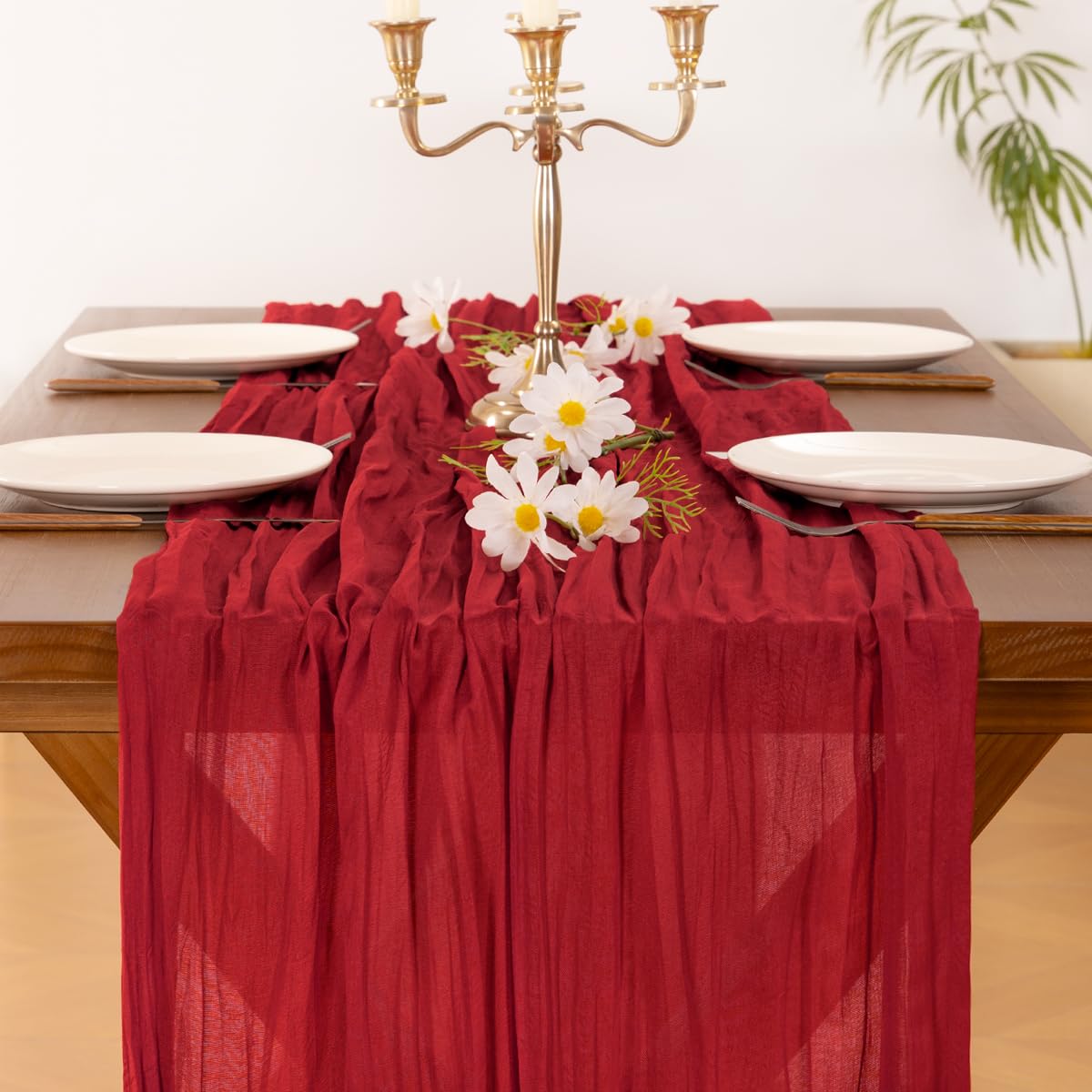 Socomi cheesecloth runner at baby shower setting with cozy breathable fabric