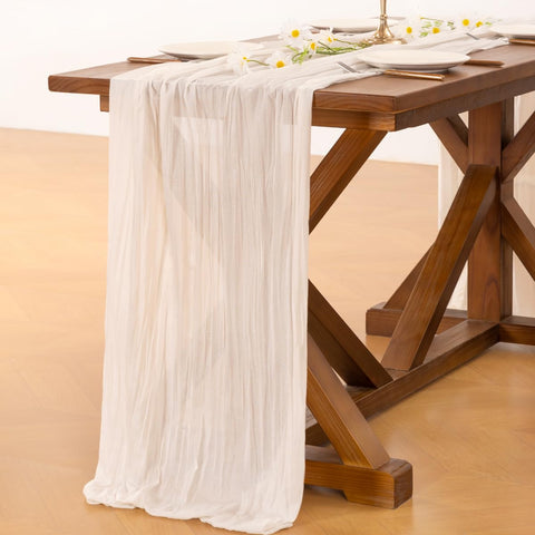 Socomi ivory gauze runner for Valentine s Day sets a romantic dining table.