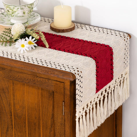 Socomi dining table runner adds textured cotton-linen warmth to rustic spaces.