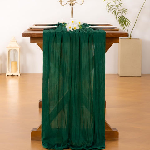 Socomi emerald-green boho rustic table runner brings natural texture to decor