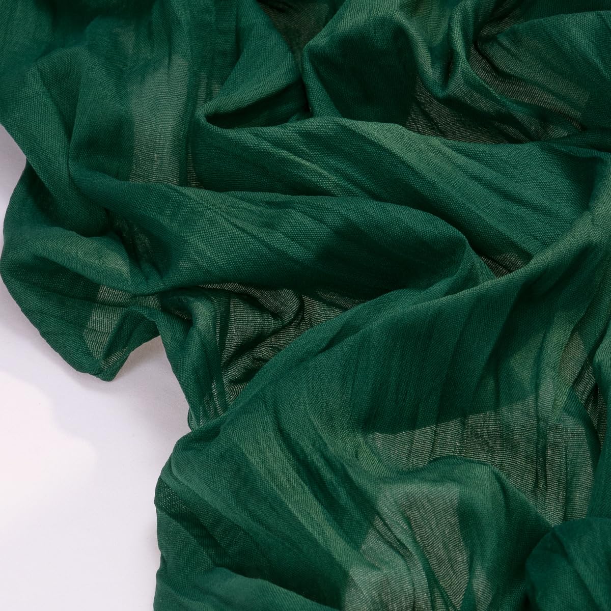 Socomi emerald-green cheesecloth wedding arch drape adds elegant ceremony styling