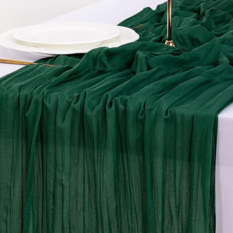 Socomi emerald green cheesecloth table runner suits holiday tables with seasonal elegance