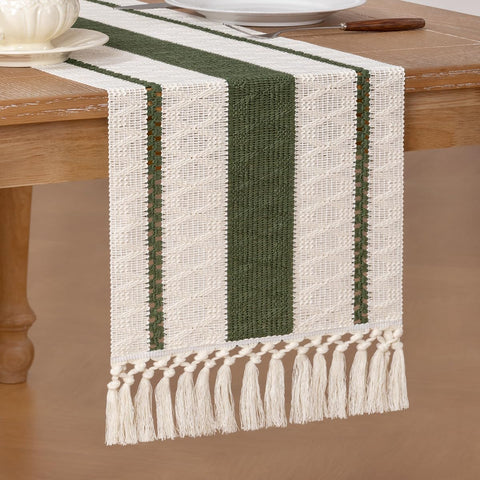 Socomi boho table runner styled on dresser for cozy living spaces.
