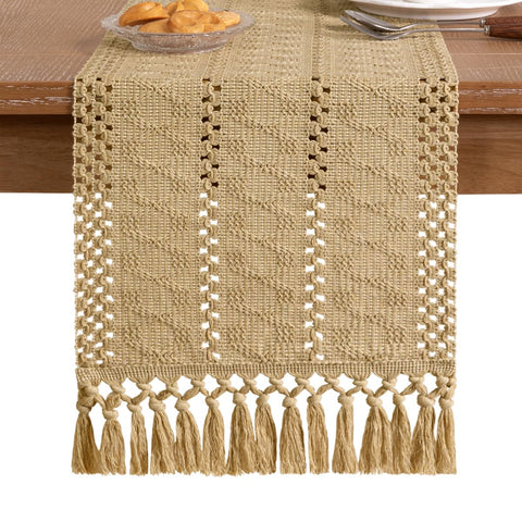 Socomi table runner tassels fringe elevates holiday and special events ambiance.