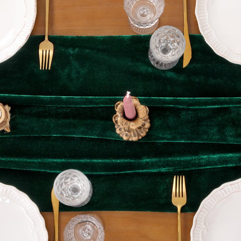Socomi velvet backdrop drape from runner adds elegant banquet ambience.