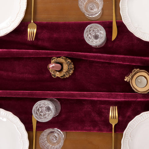 Socomi 20x120 inches velvet runner enhances banquets and daily dining.