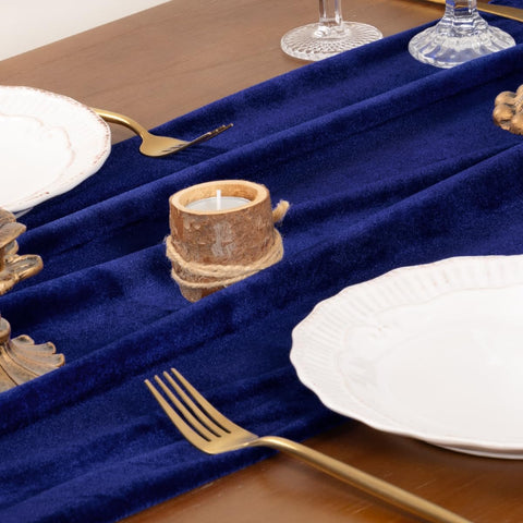 Socomi velvet table runner arranged on a dining table for holiday decor