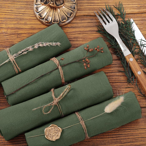 Socomi green fall napkins ideal for weddings, baby showers, and celebrations.