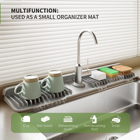 SOCORIA Faucet Mat showing a 7° slope for rapid self-draining action