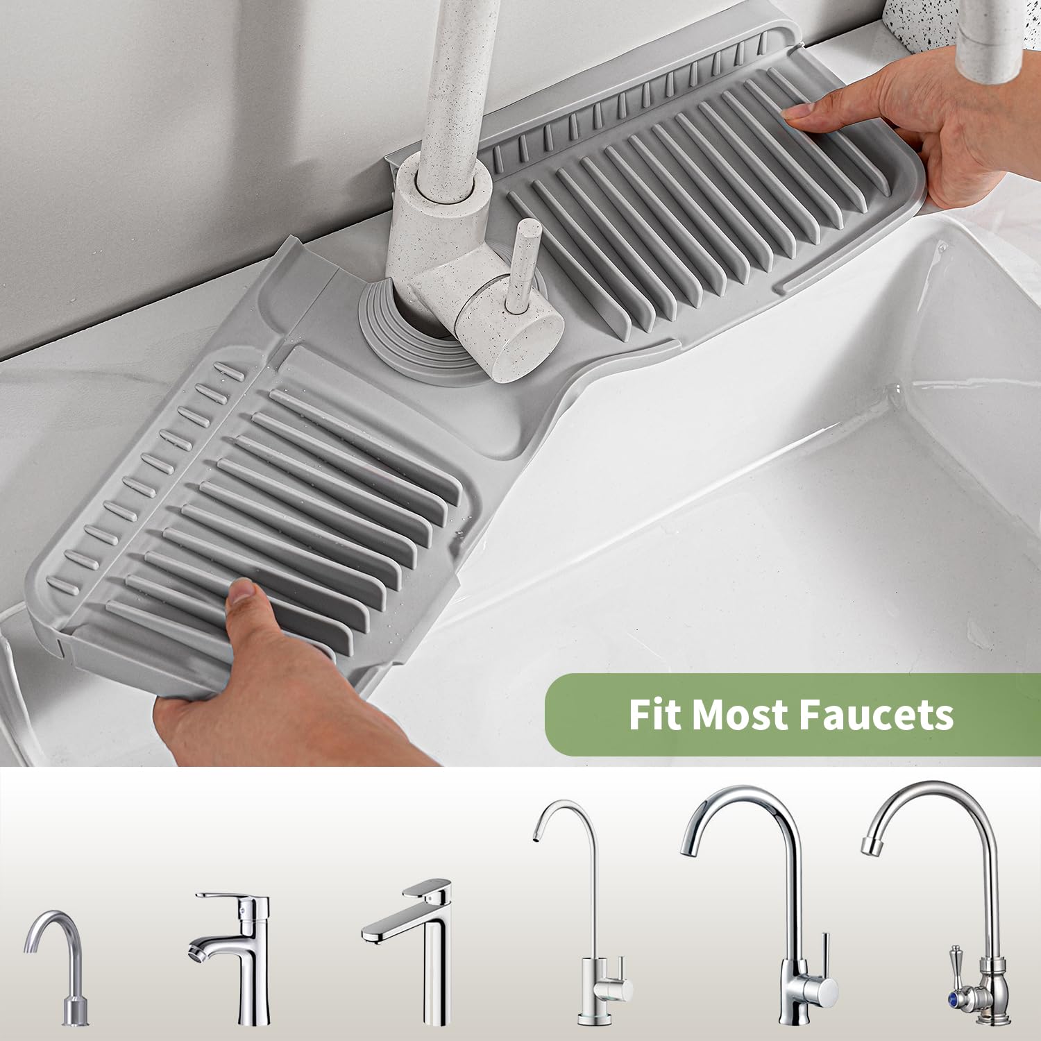 SOCORIA mat with cut-to-fit hole enabling precise faucet fit