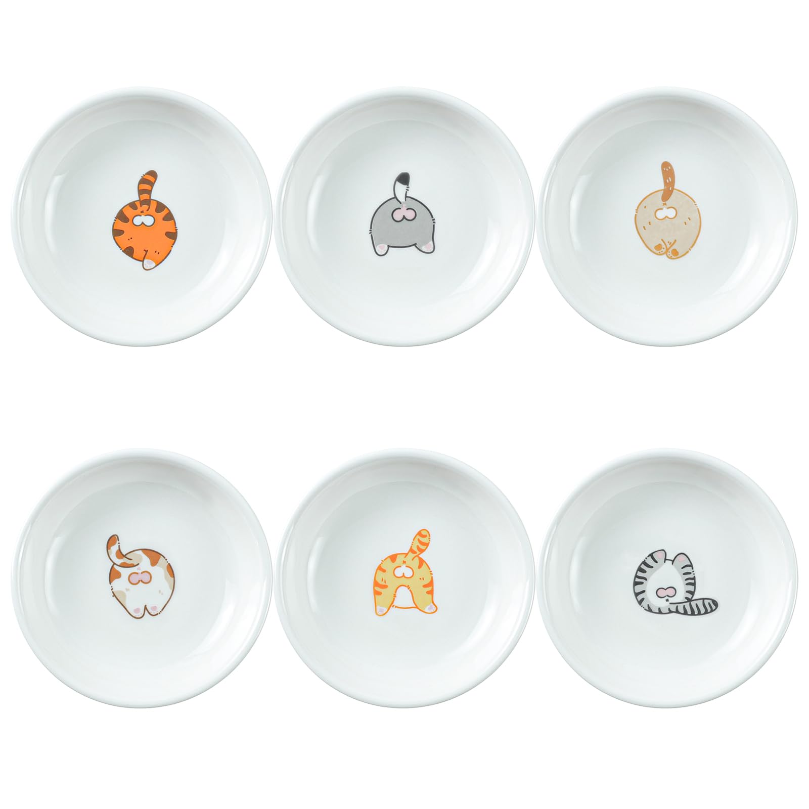 SOCOSY cat butt dipping dishes set of 6 for soy sauce