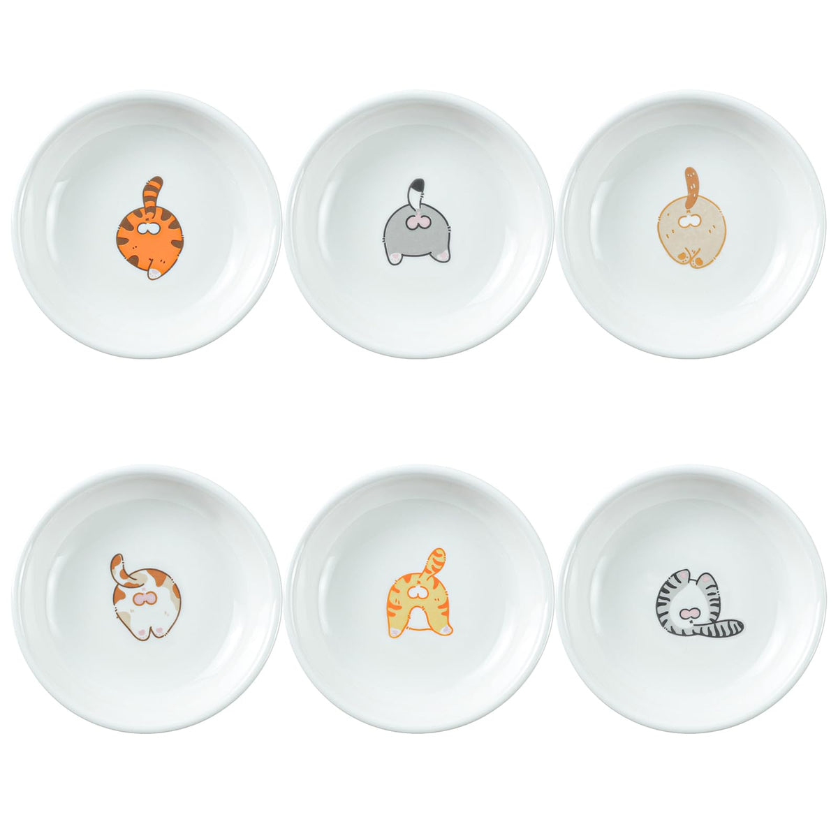 SOCOSY cat butt dipping dishes set of 6 for soy sauce