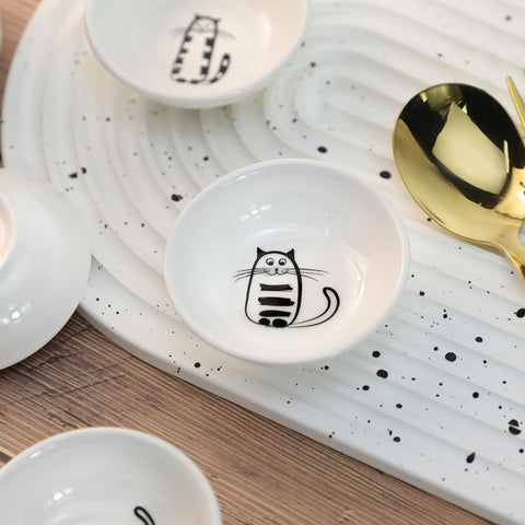 SOCOSY cat ceramic sauce dish set, dishwasher safe for easy cleaning