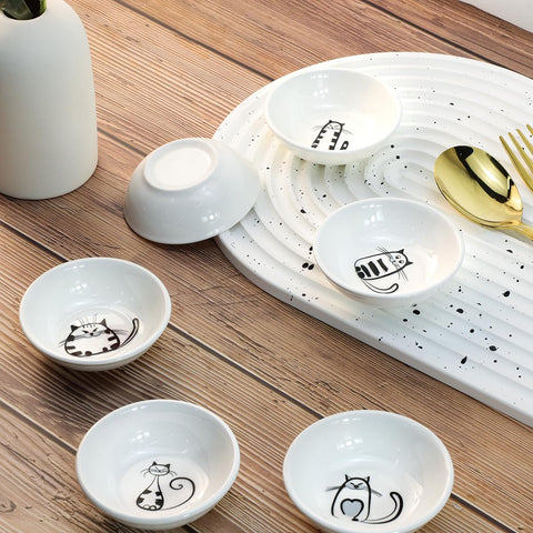 SOCOSY cat ceramic sauce dish set, oven safe for warm appetizers