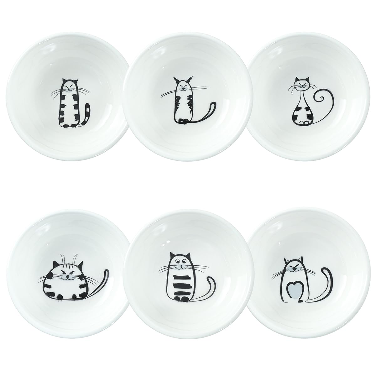 SOCOSY cat ceramic sauce dish set, top view, ideal for dipping sauces