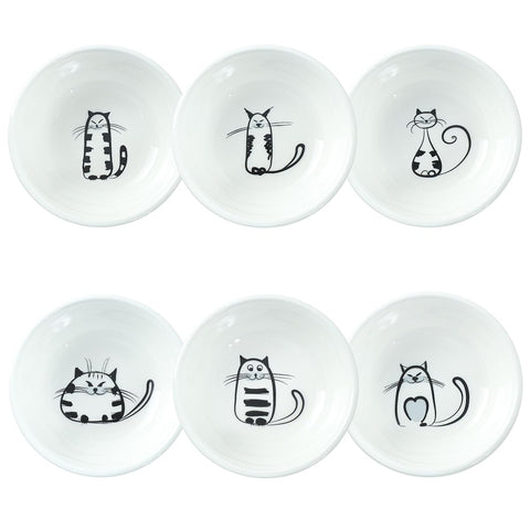SOCOSY cat ceramic sauce dish set, top view, ideal for dipping sauces